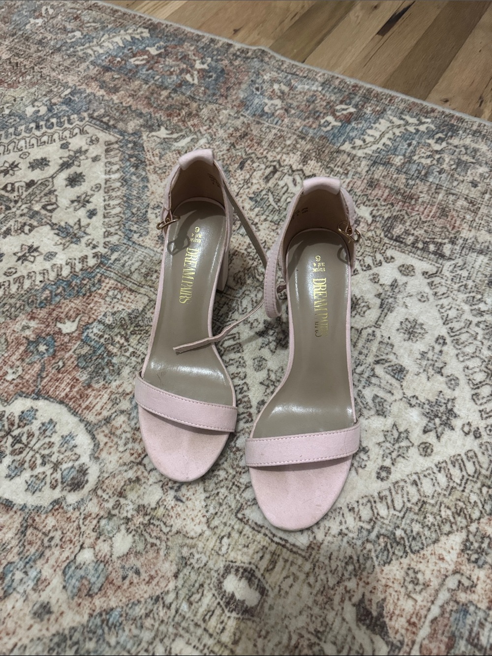 Seychelles Pale Pink Suede Ankle-Strap Block Heels